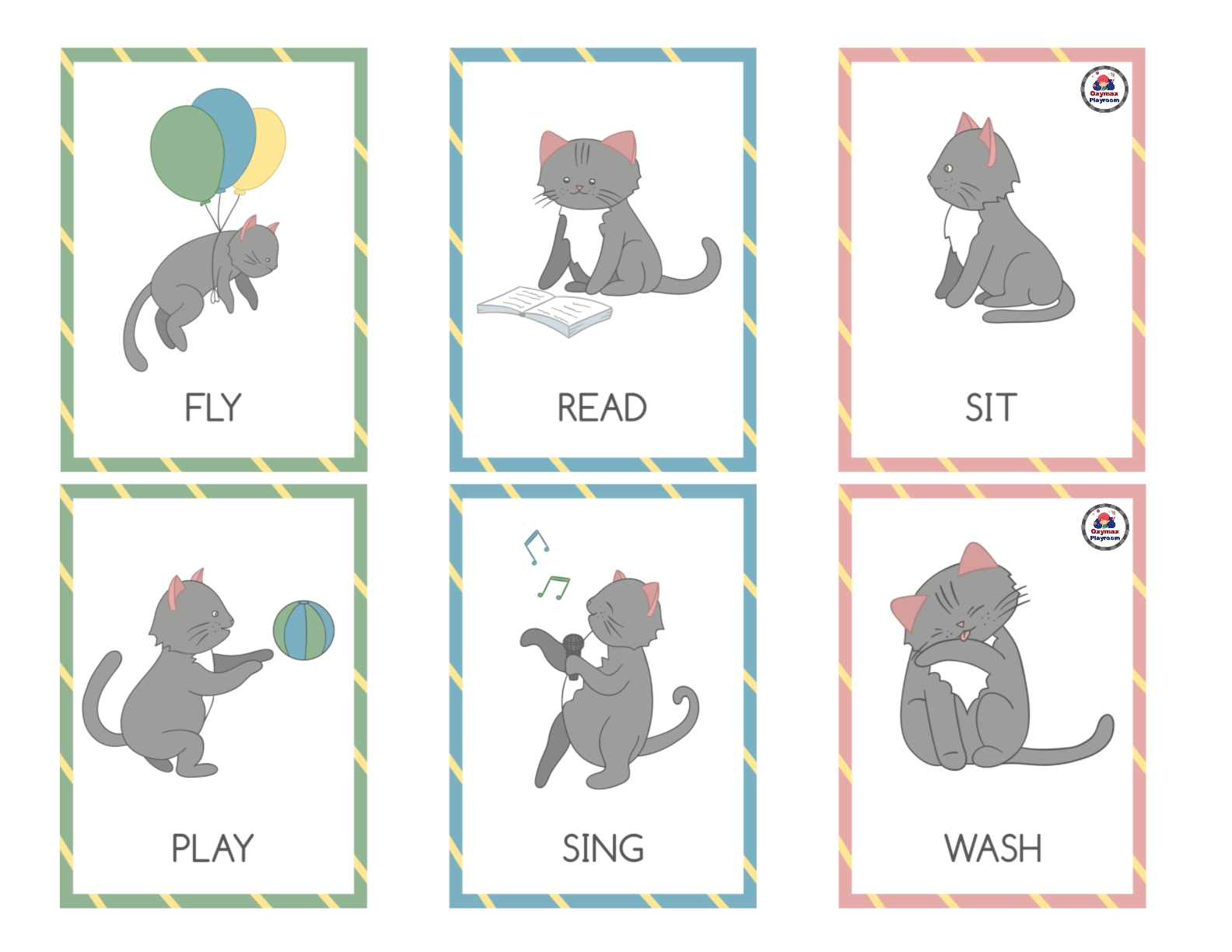 Free verb flashcards for kids