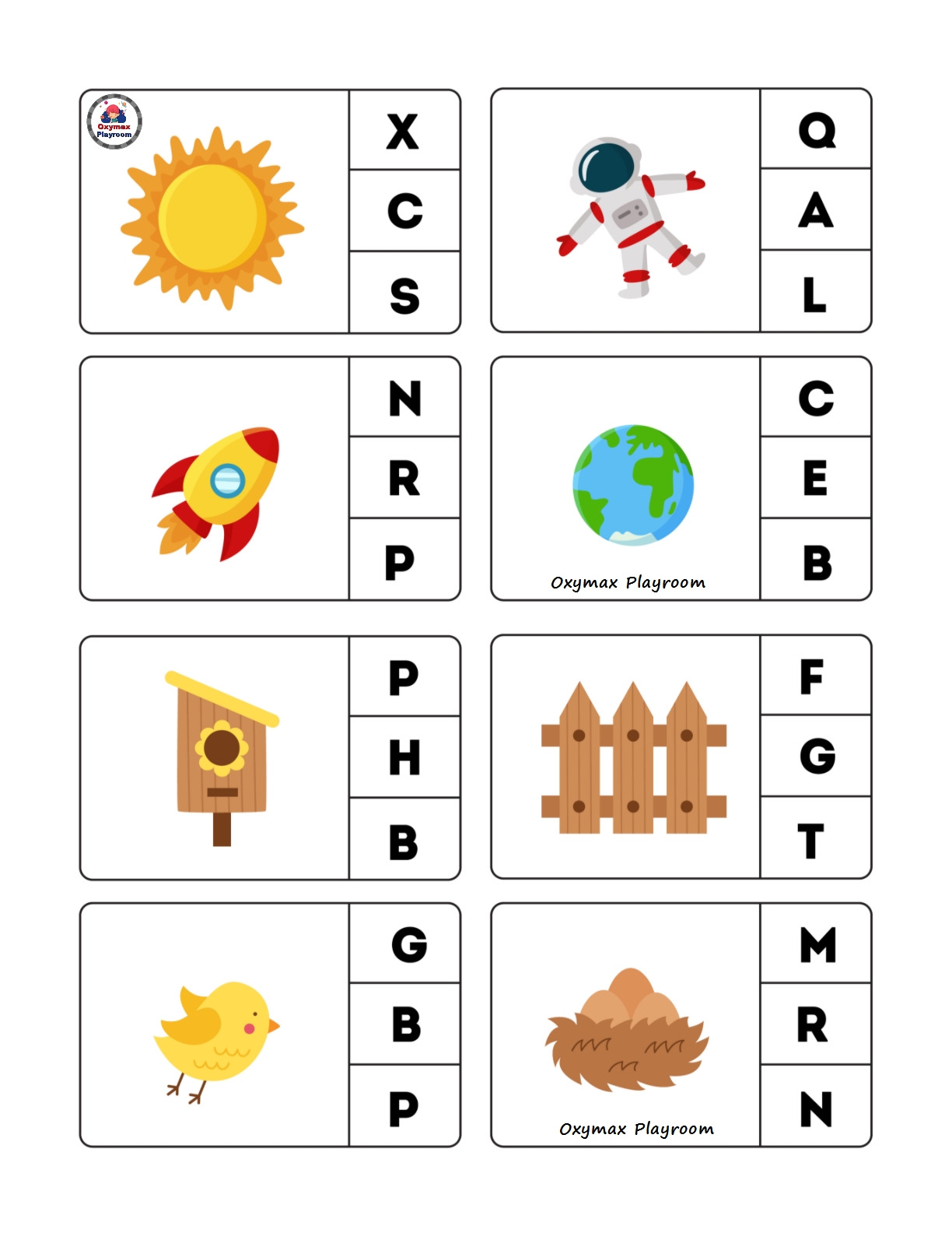 168 Free Beginning Sounds Clip Cards
