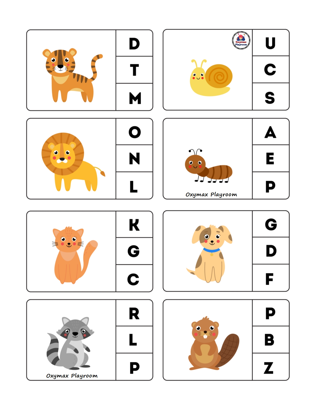 168 Free Beginning Sounds Clip Cards