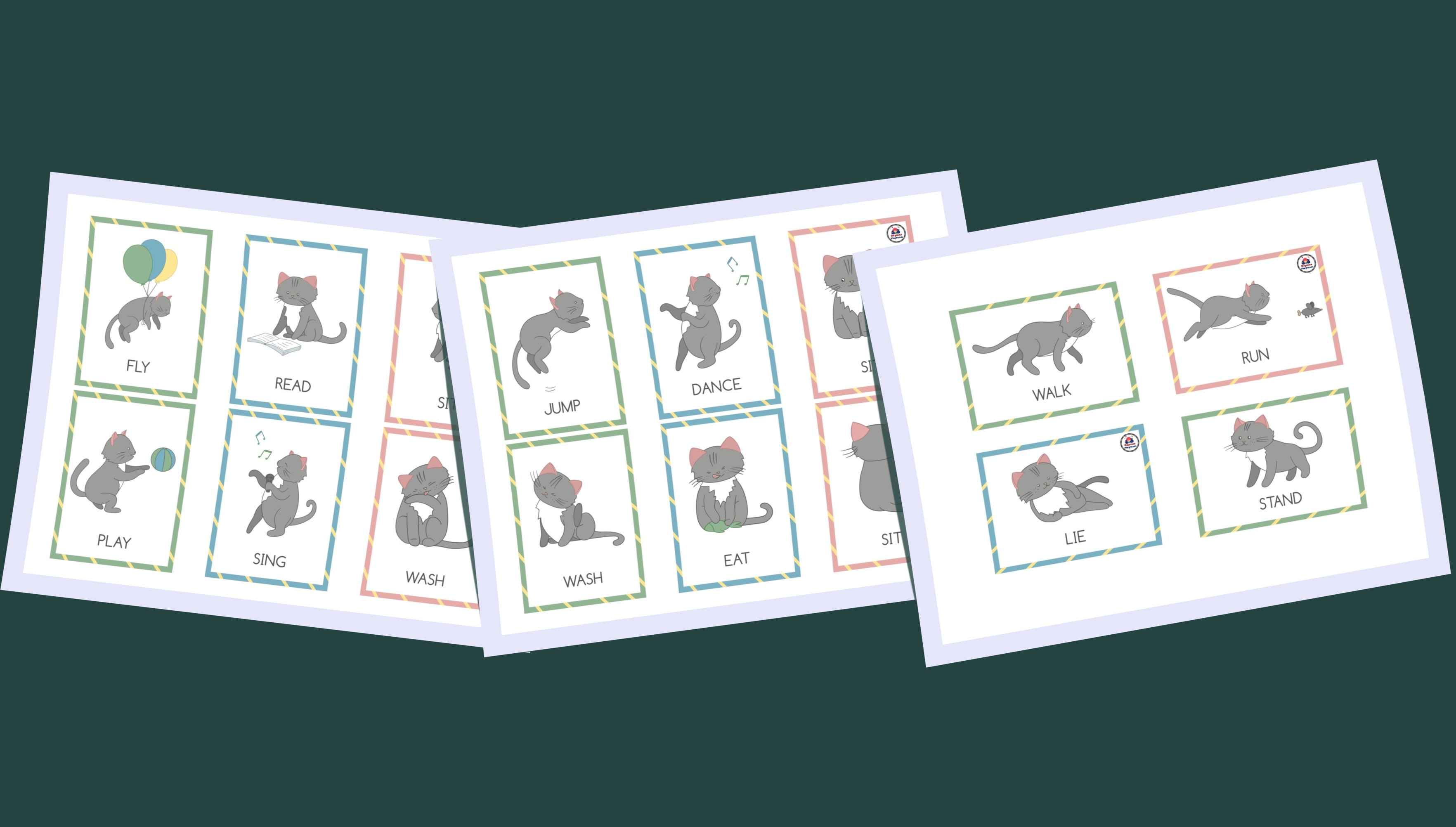 Free verb flashcards for kids