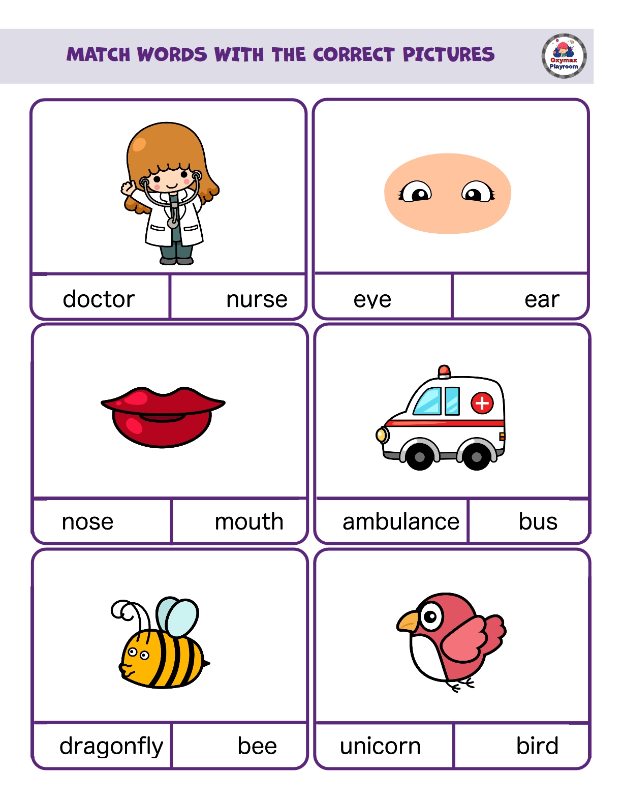 Free Educational Games For Kids. MATCH WORDS WITH THE CORRECT PICTURES. 72 game cards